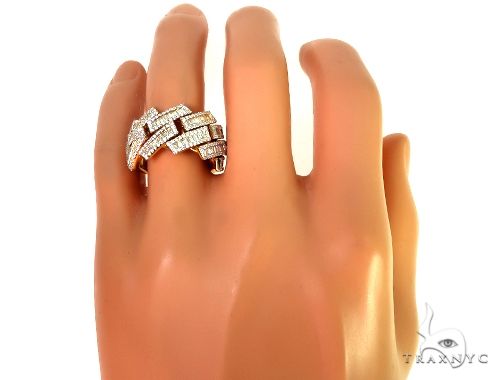 14K Yellow Gold Baguette Diamond Cuban Ring 66131 - Image 7