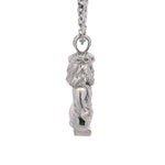 925 silver mini block Jesus pendant with blue diamond eyes on anchor chain necklace.