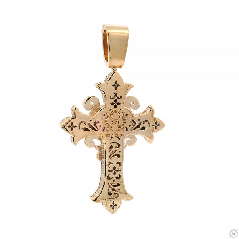 14K Gold Sacred Heart Cross Pendant, photo 3 of 7
