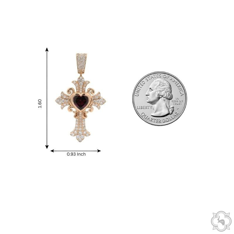 14K Gold Sacred Heart Cross Pendant, photo 7 of 7
