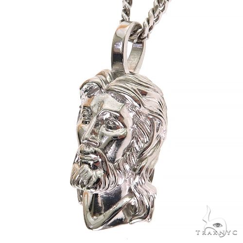 Sacred Visage Jesus Pendant Set .925 Silver 69619 - Image 3