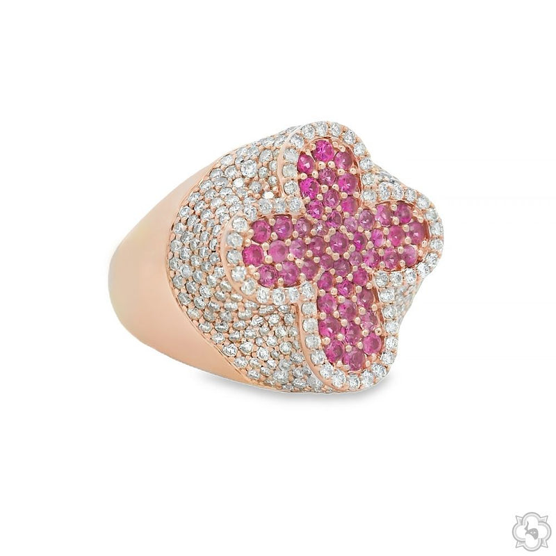 14K Gold Sapphire Cross Diamond Ring, photo 2 of 7