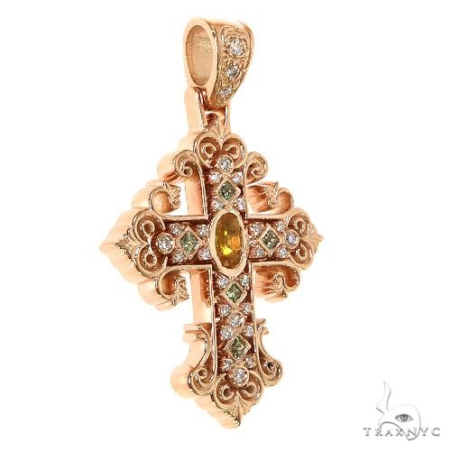 14K Gold Sapphire Diamond Cross, photo 2 of 6