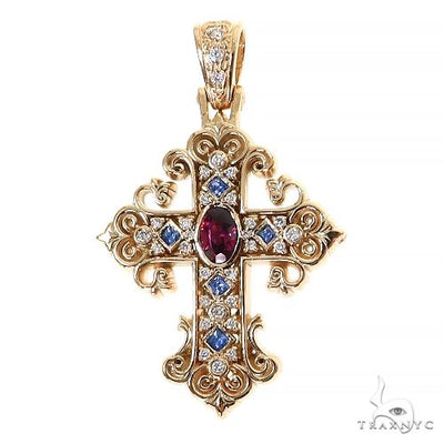 Rhodolite Sapphire Diamond Cross 68581 - Image 1