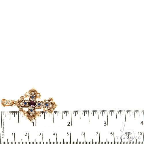 Rhodolite Sapphire Diamond Cross 68581 | TraxNYC