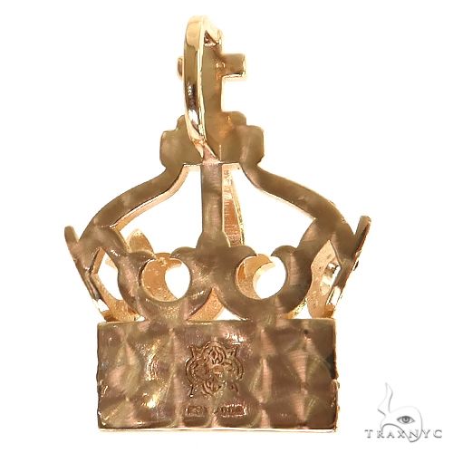 14K Gold Sapphire Diamond Crown Pendant, photo 4 of 7