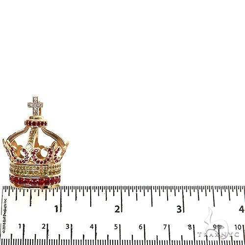 14K Gold Sapphire Diamond Crown Pendant, photo 5 of 7
