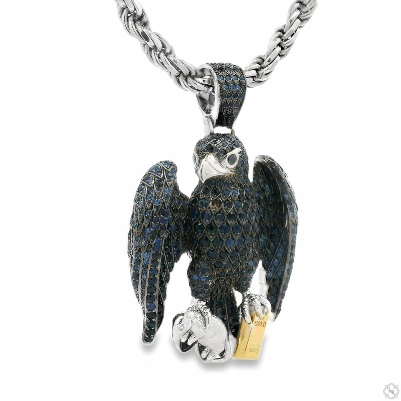 Sapphire Hawk Pendant & Rope Chain Set, photo 2 of 12