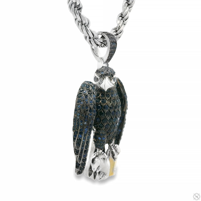 Sapphire Hawk Pendant & Rope Chain Set, photo 4 of 12