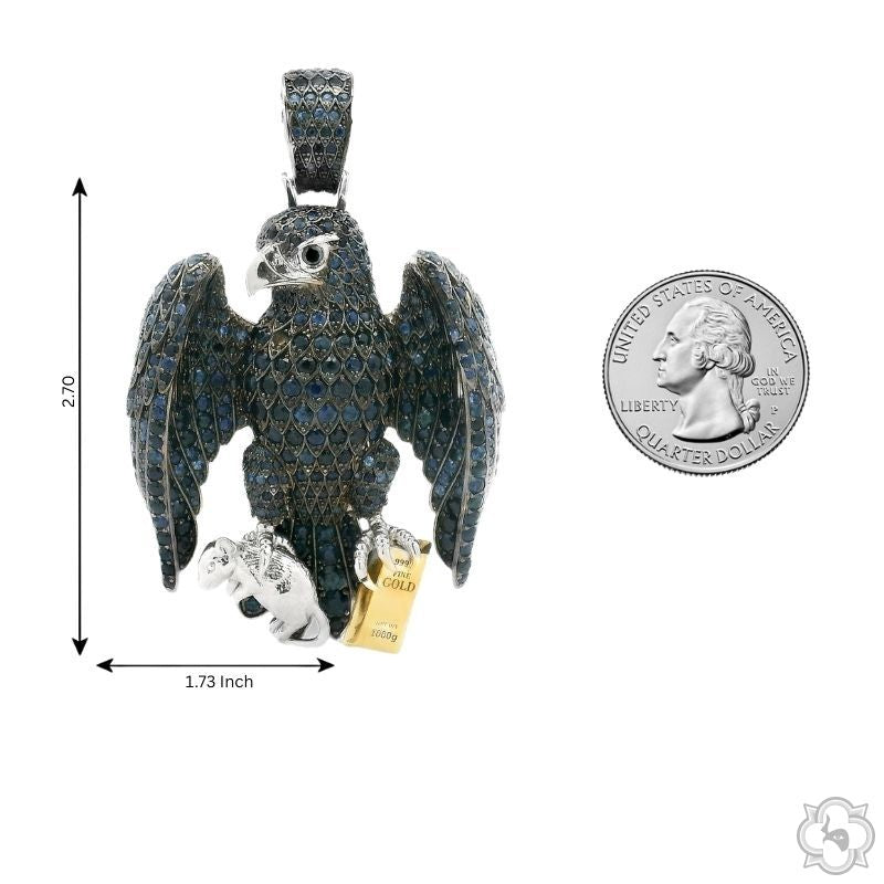 Sapphire Hawk Pendant & Rope Chain Set, photo 7 of 12