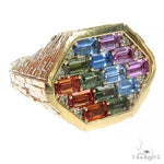 Sapphire Diamond Brick Hexagon Ring 66799 - Image 2