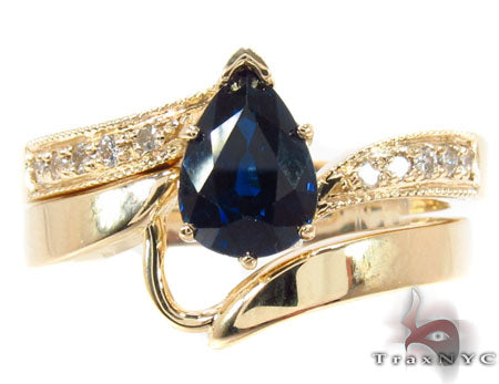 flawless sapphire Saturn Ring Set 30643 - Image 2