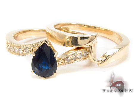 flawless sapphire Saturn Ring Set 30643 - Image 9