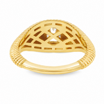 bezel set Diamond pinky signet ring in 14K gold featuring a 0.70 carat emerald-cut lab grown diamond