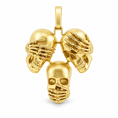 See No Evil, Hear No Evil, Speak No Evil Skull Pendant 67761