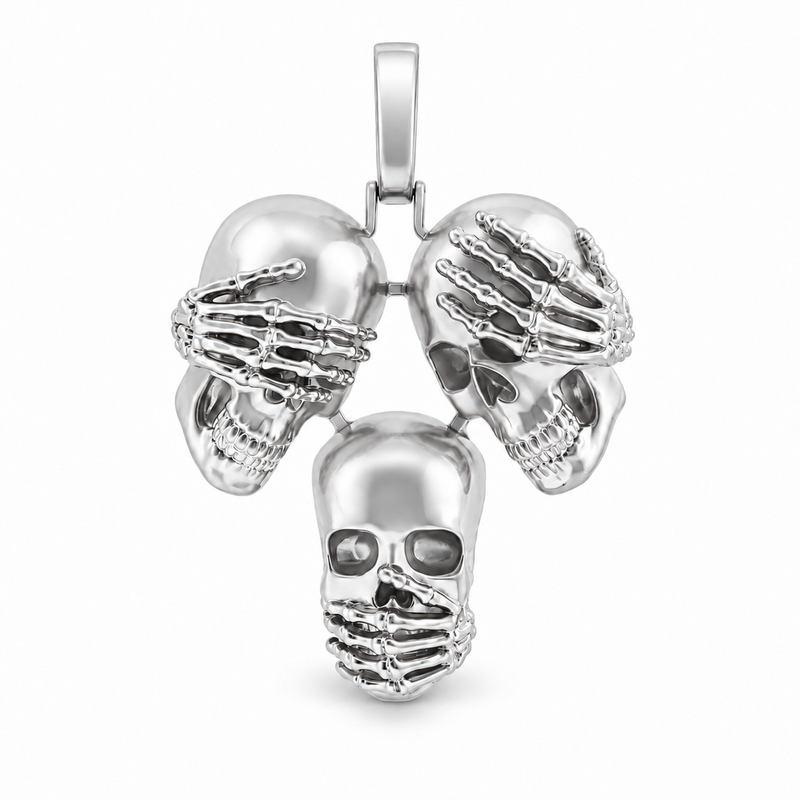 See No Evil, Hear No Evil, Speak No Evil Skull Pendant 67761