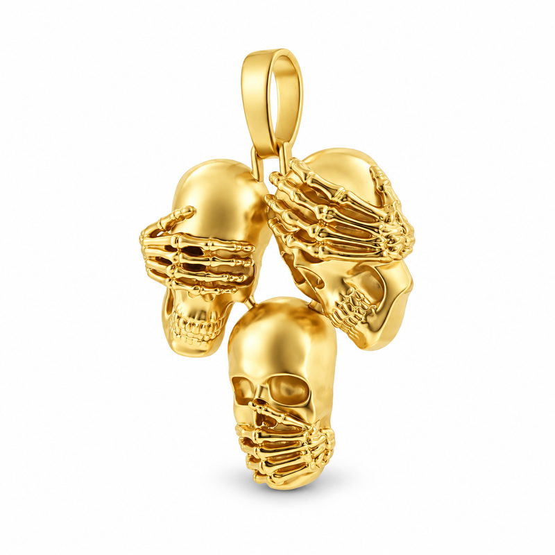 See No Evil, Hear No Evil, Speak No Evil Skull Pendant 67761