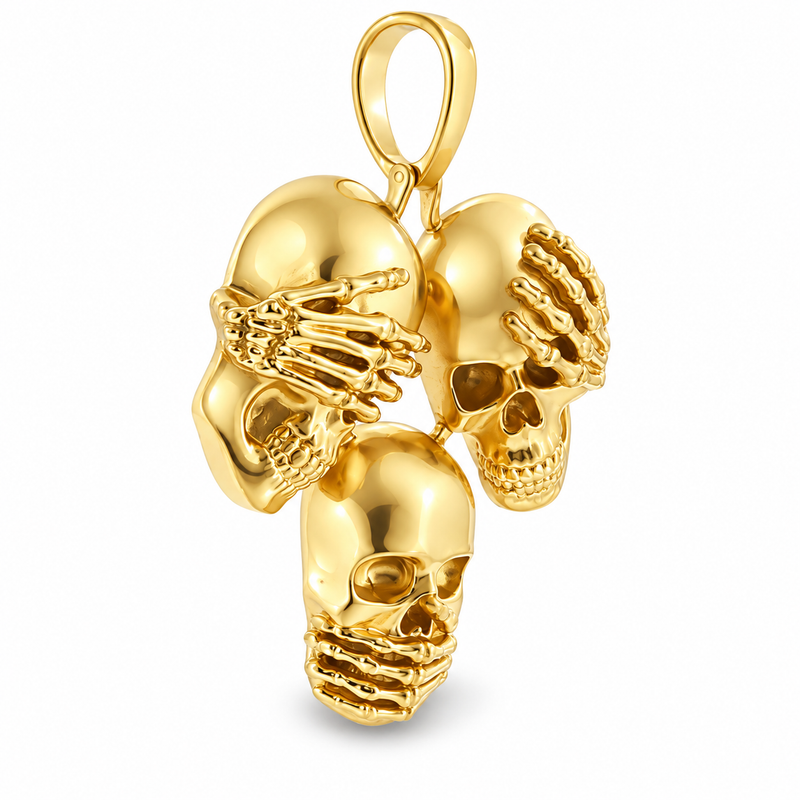 See No Evil, Hear No Evil, Speak No Evil Skull Pendant 67761