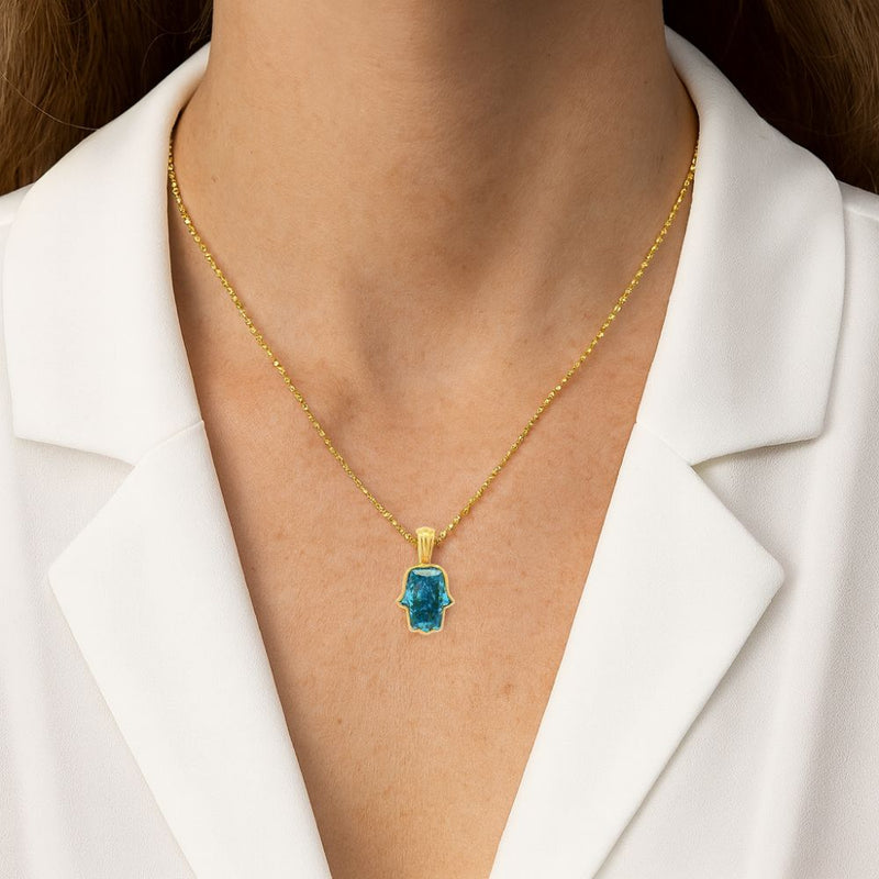 14K Gold Custom Cut Lab-Grown Diamond Hamsa Pendant, photo 8 of 8