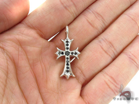 Silver Black Diamond Cross Crucifix 32659 | TraxNYC