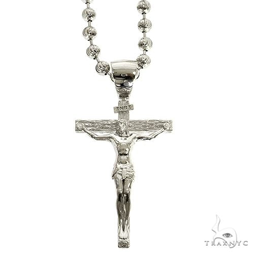 Silver Crucifix Jesus Cross Pendant Moon Chain Set  70000 - Image 1