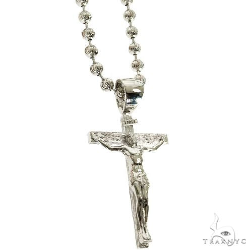 Silver Crucifix Jesus Cross Pendant Moon Chain Set, photo 2 of 9