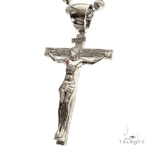 Silver Crucifix Jesus Cross Pendant Moon Chain Set, photo 3 of 9