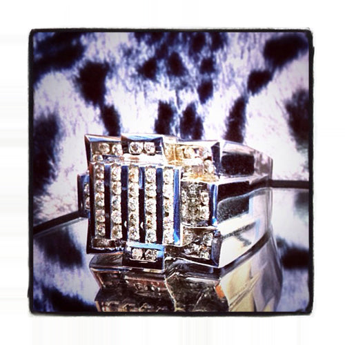 Silver Diamond Crown Ring 25651 - Image 3