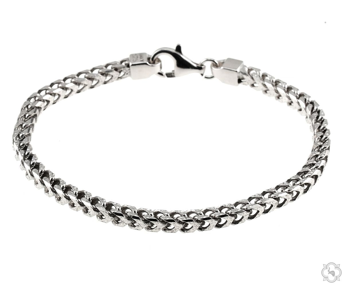 Silver Franco Pave Bracelet 3.8mm 8 inches 70635 | TraxNYC