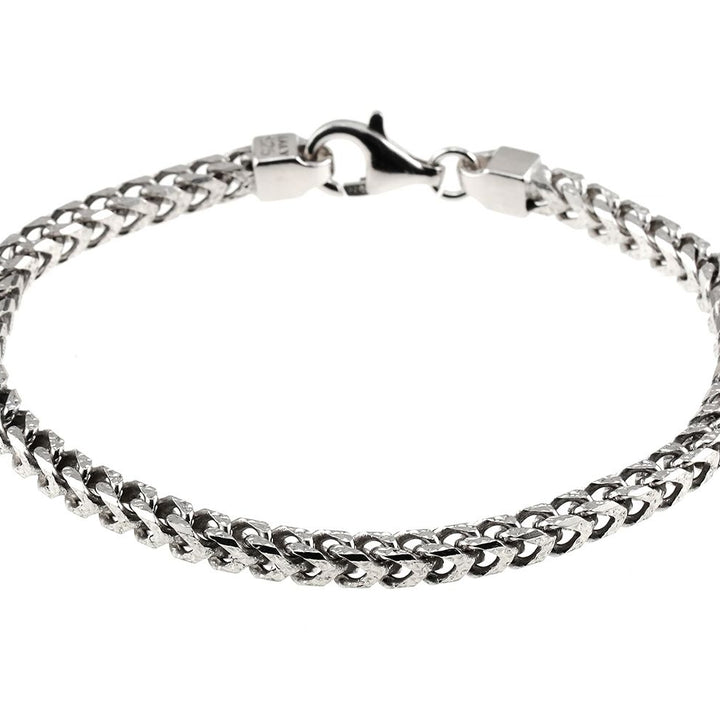 8-inch silver Franco chain bracelet with 3.8mm width and lobster clasp closure.