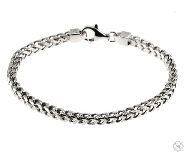 8-inch silver Franco chain bracelet with 3.8mm width and lobster clasp closure.