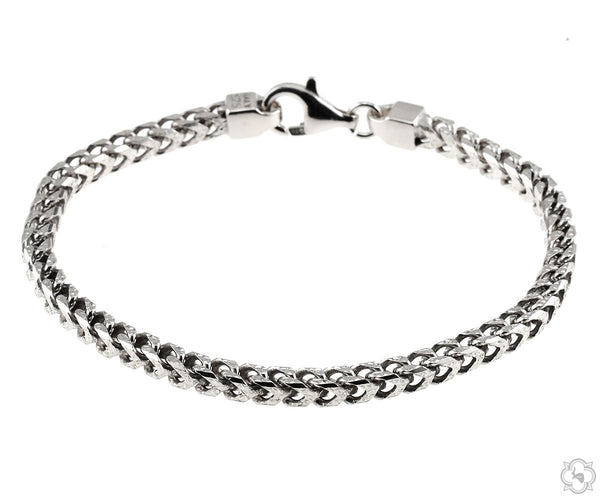 Silver Franco Pave Bracelet 3.8mm 8 inches 70635 | TraxNYC