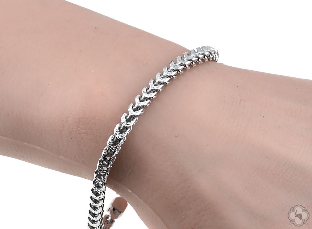 Silver Franco Pave Bracelet 3.8mm 8 inches 70635 | TraxNYC