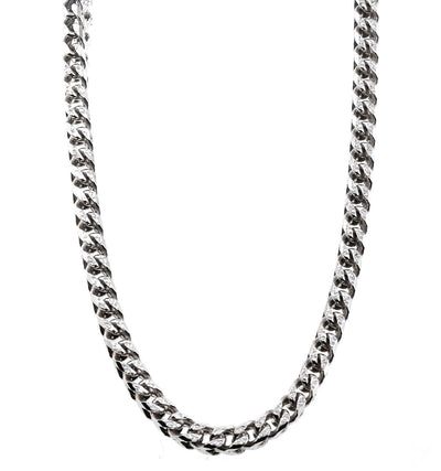 Silver Franco Pave Chain 3.8mm 24 Inches