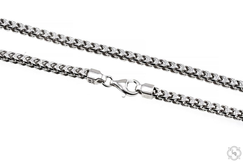 24-inch silver Franco pave chain necklace, 3.8mm thick with polished links