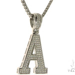 CZ Silver Initial(A) Pendant 24 Inches Franco Chain Set 58469 - Image 2