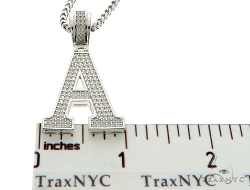 CZ Silver Initial(A) Pendant 24 Inches Franco Chain Set 58469 - Image 5