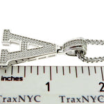 CZ Silver Initial(A) Pendant 24 Inches Franco Chain Set 58469 - Image 6