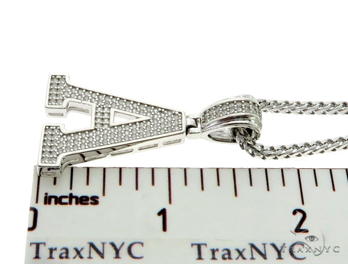 CZ Silver Initial(A) Pendant 24 Inches Franco Chain Set 58469 - Image 6