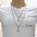 CZ Silver Initial(A) Pendant 24 Inches Franco Chain Set 58469 - Image 7