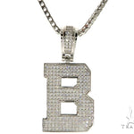 CZ Silver Initial(B) Pendant 24 Inches Franco Chain Set 58470 - Image 1
