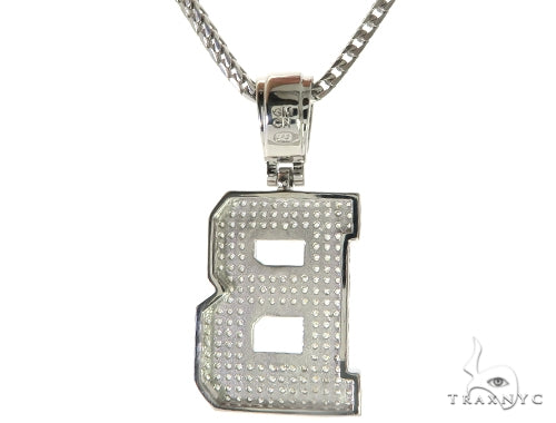CZ Silver Initial(B) Pendant 24 Inches Franco Chain Set 58470 - Image 3