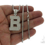 CZ Silver Initial(B) Pendant 24 Inches Franco Chain Set 58470 - Image 4