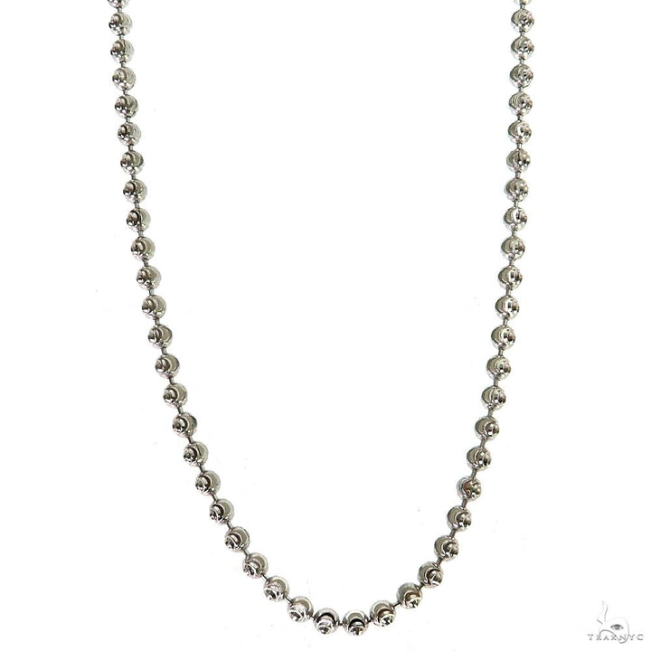 24-inch silver moon cut link chain for men, 3mm thickness, polished finish.