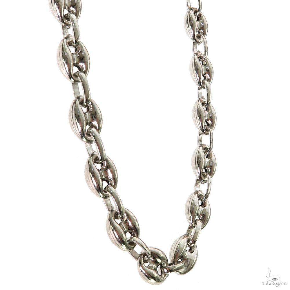 Buy Silver Semi-Solid Puffed Mariner Link Chain 7mm 22 Inches