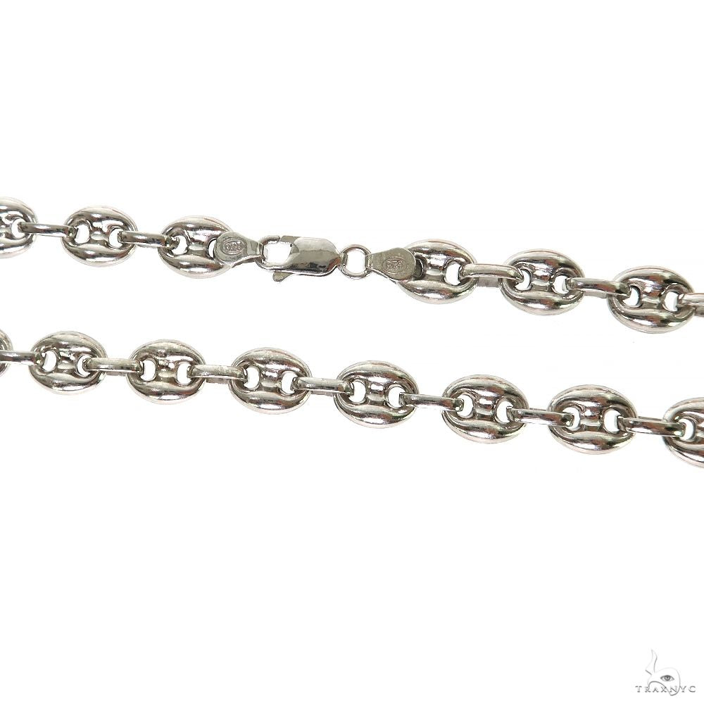 Silver Semi-Solid Puffed Mariner Link Chain 7mm 22 Inches 69808