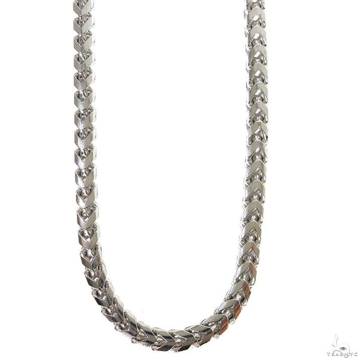 24-inch silver solid Franco link chain with 4mm thickness, polished finish.