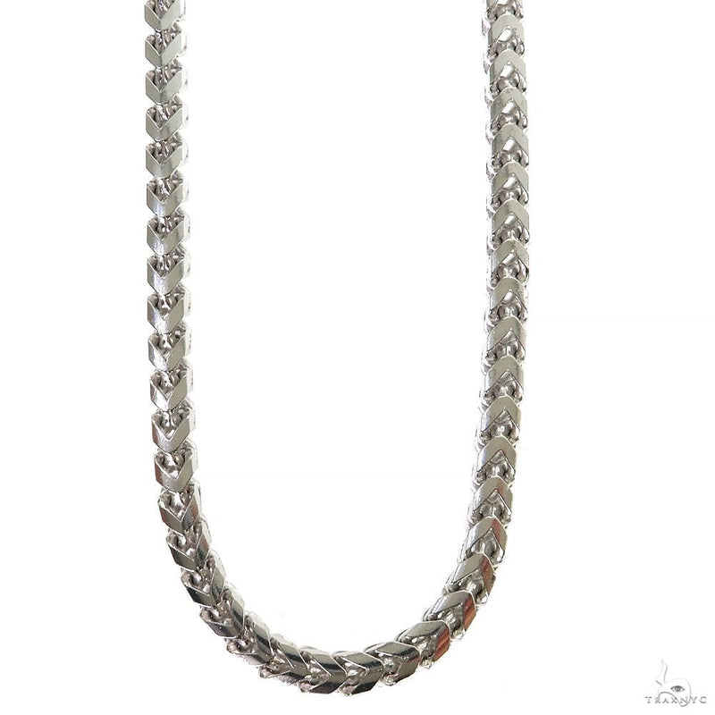 24-inch silver solid Franco link chain with 4mm thickness, polished finish