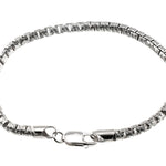 Silver Solid Round Slashed Box Link Bracelet 3.5mm 8 Inches 70624 - Image 2