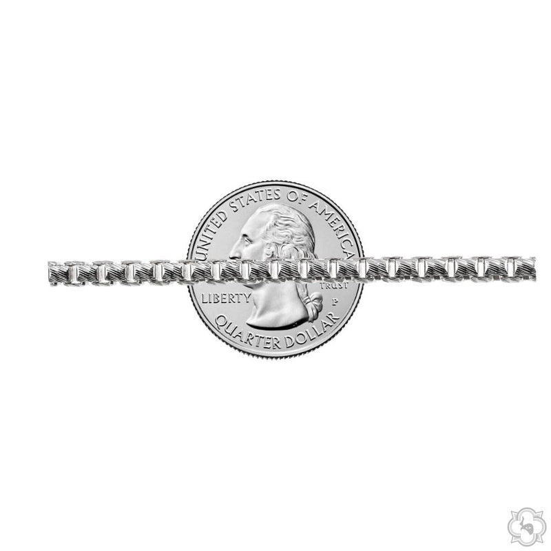 Silver Solid Round Slashed Box Link Bracelet 3.5mm 8 Inches 70624 - Image 5